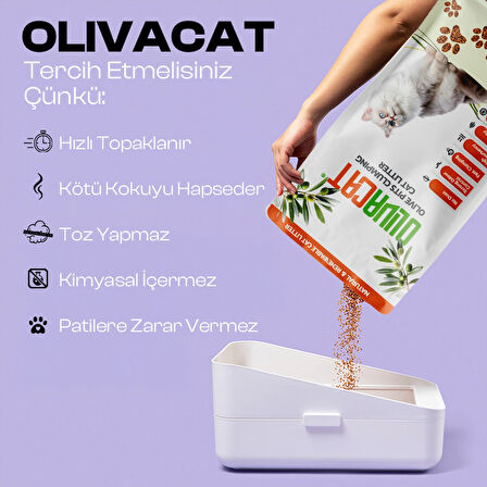 Zeytin Çekirdeğinden Üretilen Doğal Tozsuz Kedi Kumu 7 L 2 Adet