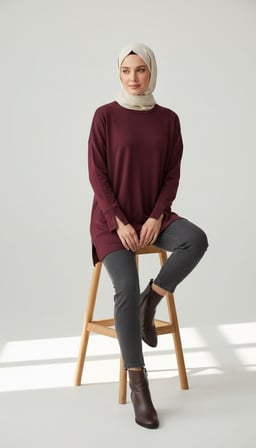 Ece Giyim Tesettür Tunik Bordo 2XL
