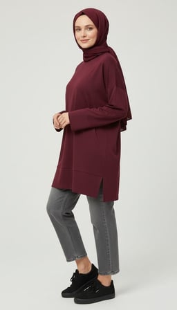 Ece Giyim Tesettür Tunik Bordo 2XL