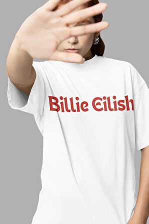 Tasarım Billie Eilish Baskılı Unisex Oversize Şarkıcı Tişört