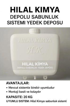 Depolu Sabunluk Sistemi Yedek Deposu 20 Kg Kapasiteli - Beyaz