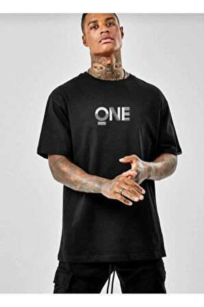 malkoçbey one baskılı overisze unisex basic t-şhirt