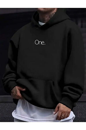 One Yazı Baskılı Kapüşonlu Sweatshirt