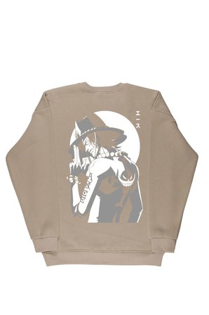 Lenithra One Piece Luffy Anime Sırt Baskılı Unisex Oversize Sweatshirt Bej / XL