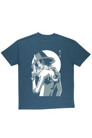 Lenithra One Piece Luffy Anime Sırt Baskılı Unisex Oversize T-shirt Füme / 2XL