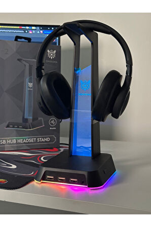 ST-2 RGB Kulaklık Tutucu - Kulaklık Standı - Gamer Yayıncı Setup - Siyah