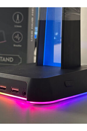 ST-2 RGB Kulaklık Tutucu - Kulaklık Standı - Gamer Yayıncı Setup - Siyah