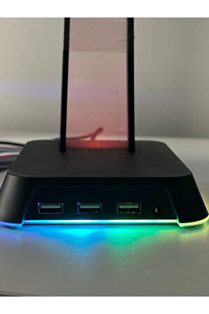 ST-2 RGB Kulaklık Tutucu - Kulaklık Standı - Gamer Yayıncı Setup - Siyah