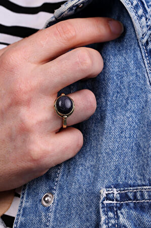 Doğal Taş Oniks Doğal Taşlı Ayarlanabilir Yüzük