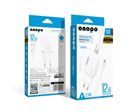 Onopo S3 12W 2.4A Micro USB Şarj Cihazı