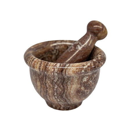 Balıkesir Taşı Doğal Mermer Havan ve Tokmak – El Yapımı, (Orta 9x6 cm)
