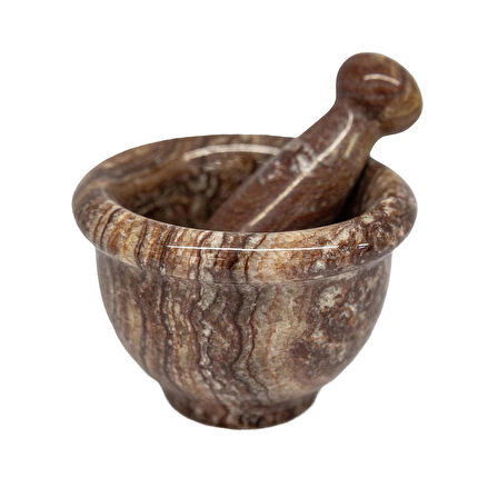 Balıkesir Taşı Doğal Mermer Havan ve Tokmak – El Yapımı, (Orta 9x6 cm)