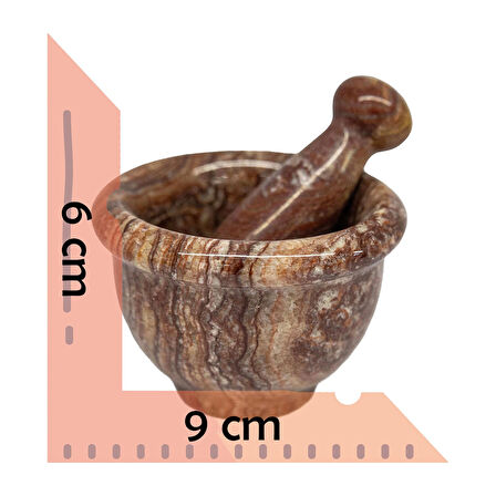 Balıkesir Taşı Doğal Mermer Havan ve Tokmak – El Yapımı, (Orta 9x6 cm)