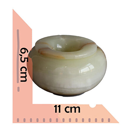 Doğal Oniks Taş Kapaklı Küllük – El Yapımı Dekoratif Taş Küllük 11x6,5 cm