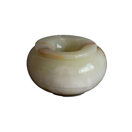 Doğal Oniks Taş Kapaklı Küllük – El Yapımı Dekoratif Taş Küllük 11x6,5 cm