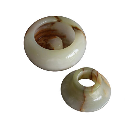 Doğal Oniks Taş Kapaklı Küllük – El Yapımı Dekoratif Taş Küllük 11x6,5 cm