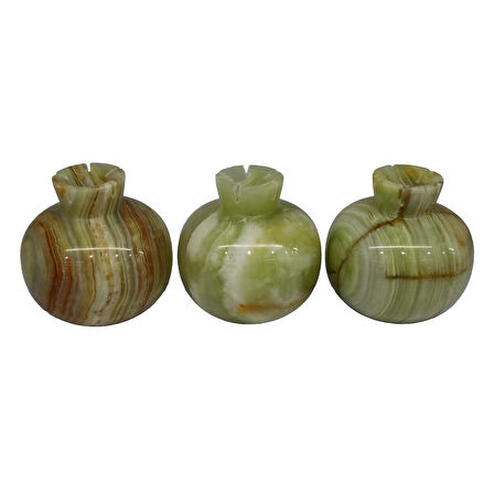 Oniks Taşından El Yapımı Nar Biblo - Ev ve Ofis Dekorasyonu (7,5x7 Cm) - Set