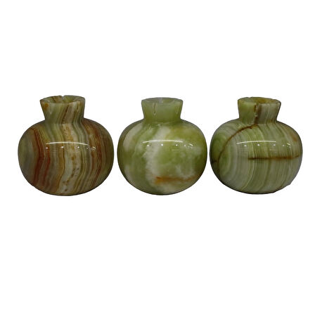 Oniks Taşından El Yapımı Nar Biblo - Ev ve Ofis Dekorasyonu (7,5x7 Cm) - Set