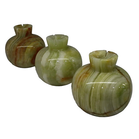 Oniks Taşından El Yapımı Nar Biblo - Ev ve Ofis Dekorasyonu (7,5x7 Cm) - Set