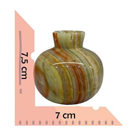 Oniks Taşından El Yapımı Nar Biblo - Ev ve Ofis Dekorasyonu (7,5x7 Cm) - Set