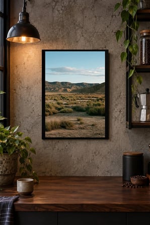 Bozkır Tepeleri Desenli Dekoratif MDF Tablo, Çerçeve Görünümlü Ahşap Poster