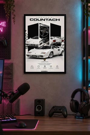 Beyaz Otomobil Kolajı Desenli Dekoratif MDF Tablo, Çerçeve Görünümlü Ahşap Poster