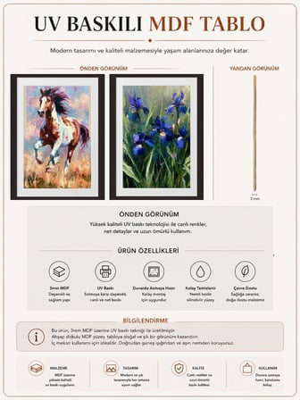 İç İçe Organik Halkalar Desenli Dekoratif MDF Tablo, Çerçeve Görünümlü Ahşap Poster