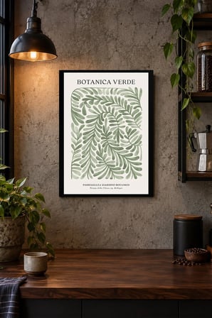 Botanik Yaprak Desenli Dekoratif MDF Tablo, Çerçeve Görünümlü Ahşap Poster
