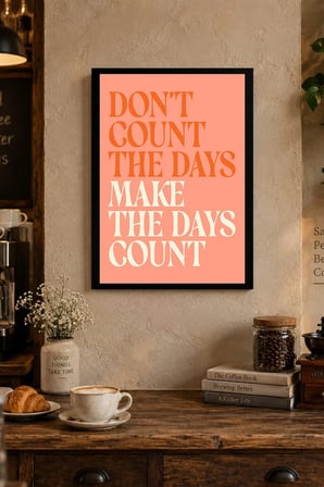 Somon Rengi Yazılı Motivasyon Afişi Desenli Dekoratif MDF Tablo, Çerçeve Görünümlü Ahşap Poster
