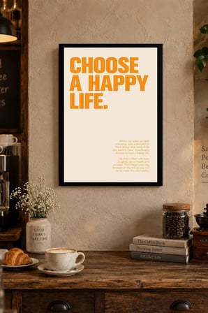 Turuncu Yazılı Motivasyon Afişi Desenli Dekoratif MDF Tablo, Çerçeve Görünümlü Ahşap Poster