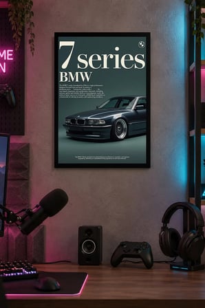 Gri Otomobil Afişi Desenli Dekoratif MDF Tablo, Çerçeve Görünümlü Ahşap Poster