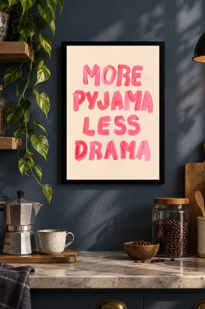 Pembe Yazılı Ev Tipografisi Desenli Dekoratif MDF Tablo, Çerçeve Görünümlü Ahşap Poster