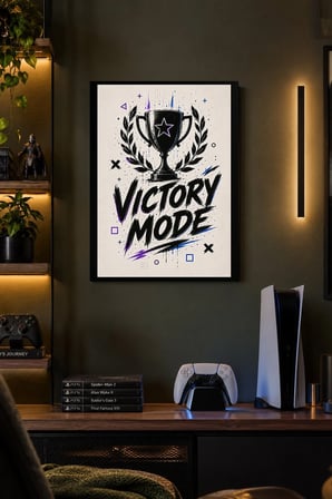 Kupa ve Defne Tacı Oyun Teması Desenli Dekoratif MDF Tablo, Çerçeve Görünümlü Ahşap Poster