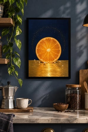 Gün Batımı Portakalı Desenli Dekoratif MDF Tablo, Çerçeve Görünümlü Ahşap Poster
