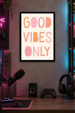 Pembe Yazılı Motivasyon Desenli Dekoratif MDF Tablo, Çerçeve Görünümlü Ahşap Poster