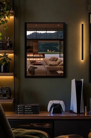 Göl Manzaralı Modern Salon Desenli Dekoratif MDF Tablo, Çerçeve Görünümlü Ahşap Poster