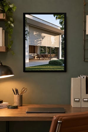 Modern Ev ve Bahçe Desenli Dekoratif MDF Tablo, Çerçeve Görünümlü Ahşap Poster