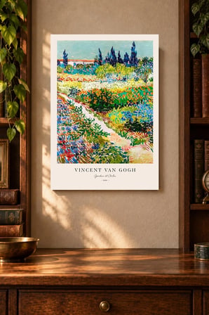 Renkli Kır Manzarası Desenli Dekoratif MDF Tablo, Çerçeve Görünümlü Ahşap Poster