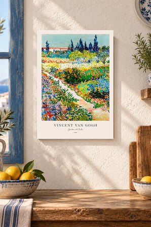 Renkli Kır Manzarası Desenli Dekoratif MDF Tablo, Çerçeve Görünümlü Ahşap Poster