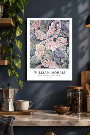 Pembe Yapraklı Desen Desenli Dekoratif MDF Tablo, Çerçeve Görünümlü Ahşap Poster