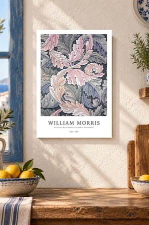 Pembe Yapraklı Desen Desenli Dekoratif MDF Tablo, Çerçeve Görünümlü Ahşap Poster