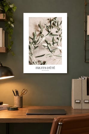 Zeytin Dalı Desenli Dekoratif MDF Tablo, Çerçeve Görünümlü Ahşap Poster