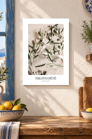 Zeytin Dalı Desenli Dekoratif MDF Tablo, Çerçeve Görünümlü Ahşap Poster