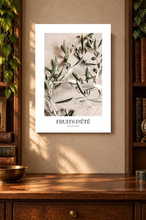 Zeytin Dalı Desenli Dekoratif MDF Tablo, Çerçeve Görünümlü Ahşap Poster