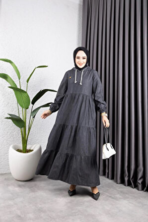 Kadın Kapüşon Detaylı Kot Elbise