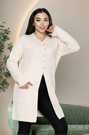 İmran Triko Yeni Sezon Dizboy Kadın Ceket -Sakal Iplik Kumaş, Yaka Düğmeli, Iki Cepli, Günlük & Şık Kombinler Için