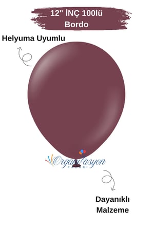 100’lü Balon Paketi Bordo 12 İnç Dekorasyon Parti Süsleme Balonu