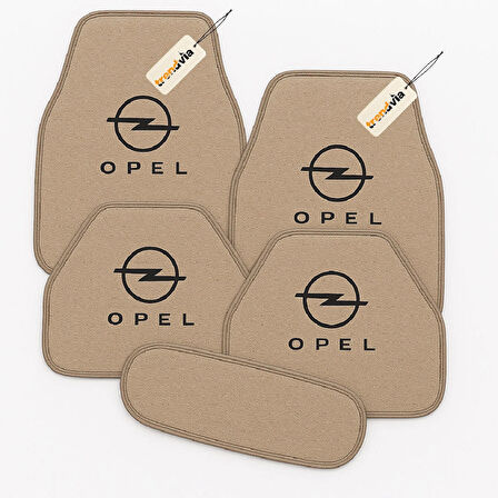 Bej Renk Opel Logolu Araç Halı Paspas Seti – 5’li Kaymaz Oto Paspas Takımı