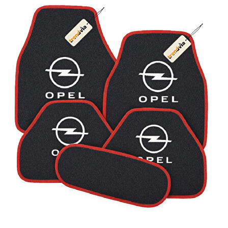 Antrasit Kırmızı Renk Opel Logolu Araç Halı Paspas Seti – 5’li Kaymaz Oto Paspas Takımı