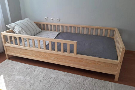 Montessori Çocuk Karyola - Montessori Yatak - Ahşap Karyola - 45 cm Korkuluklu - oppipo56